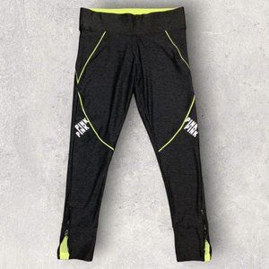 PINK Victoria's Secret Black & Neon Yellow Athletic Leggings